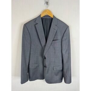 Z Zegna City Grey Wool Micro Check 2 Button Suit Jacket Blazer Size 40